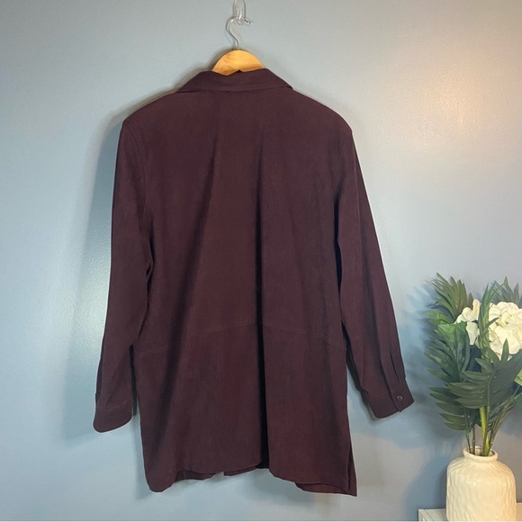 Avenue Wine Purple Button Up Longline Shacket Jacket - Picture 6 of 7